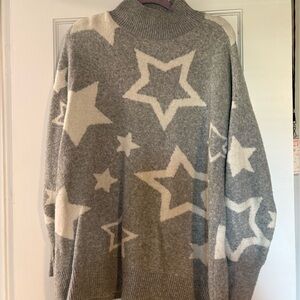 Lou & Grey Star Pattern Mock Neck Sweater
